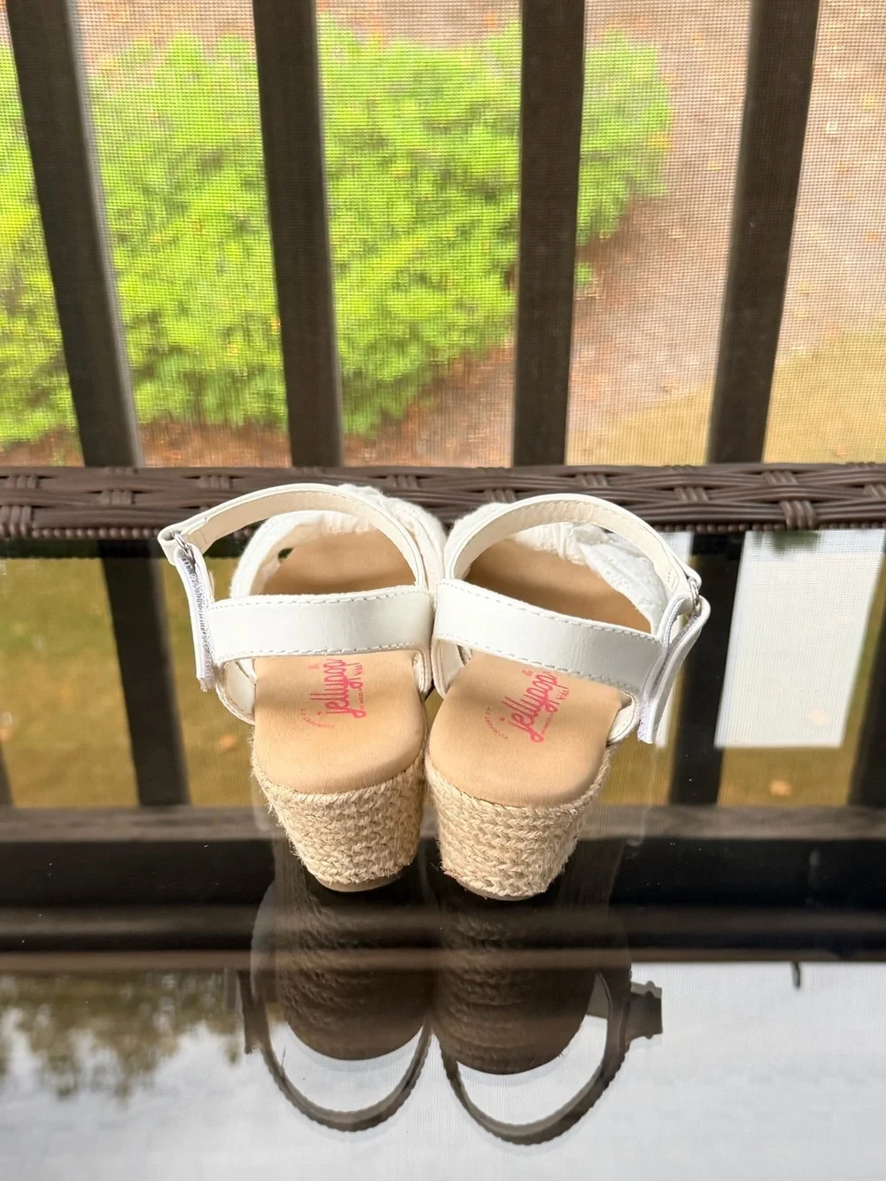 Jellypop White Knotted Espadrille Wedge Sandals Kids Size 11